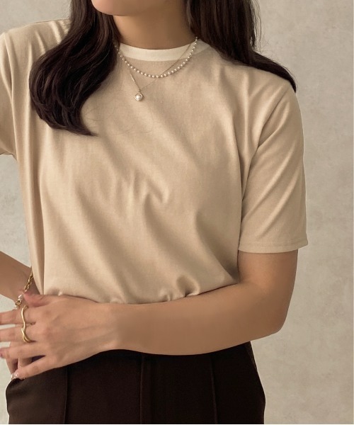 apres jour clair（アプレジュールクレア）の「【apres jour clair】リンガーTシャツ【ZOZOTOWN限定アイテム】（Tシャツ/カットソー・レディース・ベージュ/イエロー系その他/ライトベージュ・X-LARGE/フリー）」の5枚目の写真