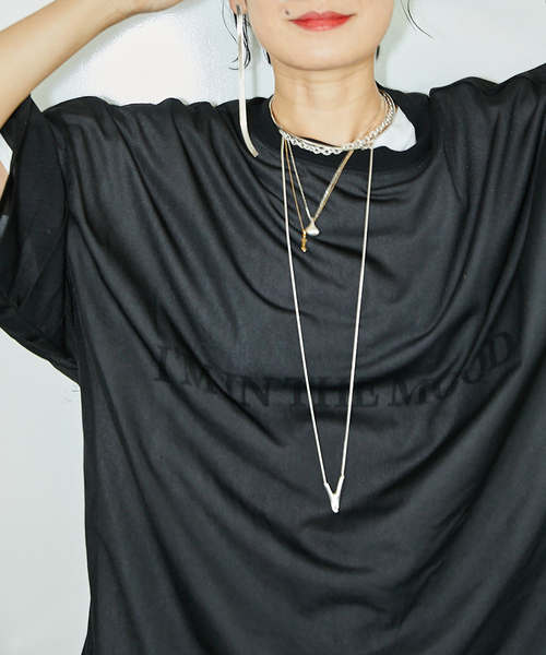 CITYSHOP(シティーショップ)の「TRICOT ORGANDIE T-SHIRT:カットソー(Tシャツ/カットソー・レディース・ホワイト/ブラック・FREE)」の21枚目の写真