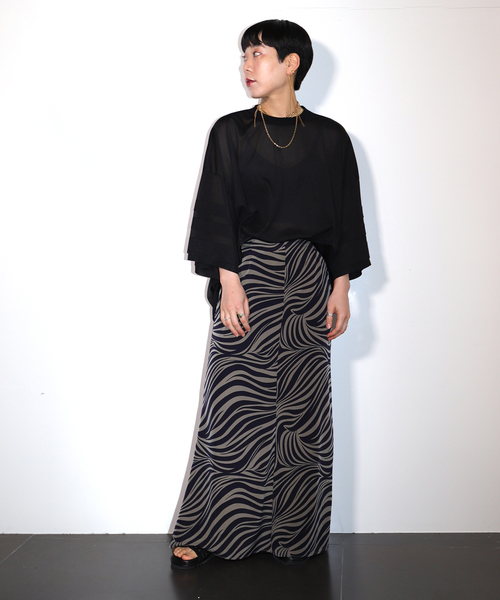 CITYSHOP(シティーショップ)の「TRICOT ORGANDIE T-SHIRT:カットソー(Tシャツ/カットソー・レディース・ホワイト/ブラック・FREE)」の18枚目の写真