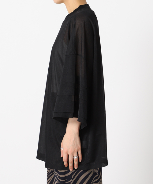 CITYSHOP(シティーショップ)の「TRICOT ORGANDIE T-SHIRT:カットソー(Tシャツ/カットソー・レディース・ホワイト/ブラック・FREE)」の13枚目の写真