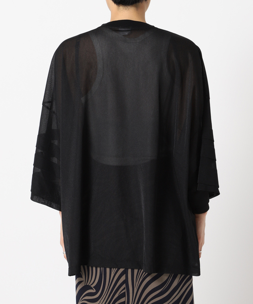 CITYSHOP(シティーショップ)の「TRICOT ORGANDIE T-SHIRT:カットソー(Tシャツ/カットソー・レディース・ホワイト/ブラック・FREE)」の12枚目の写真