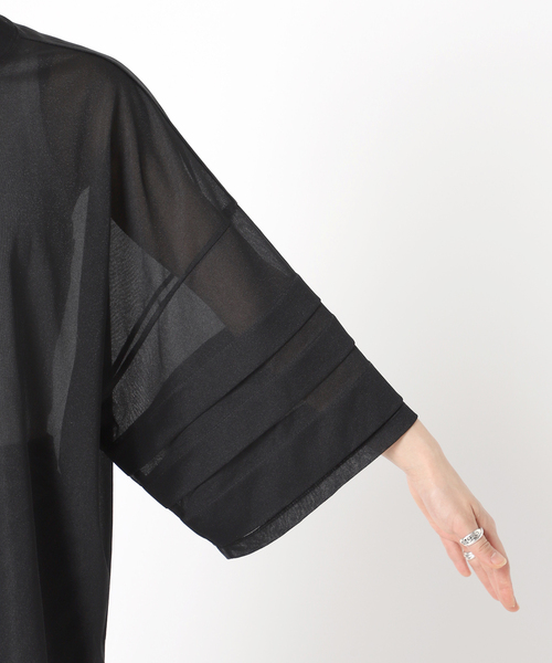 CITYSHOP(シティーショップ)の「TRICOT ORGANDIE T-SHIRT:カットソー(Tシャツ/カットソー・レディース・ホワイト/ブラック・FREE)」の9枚目の写真