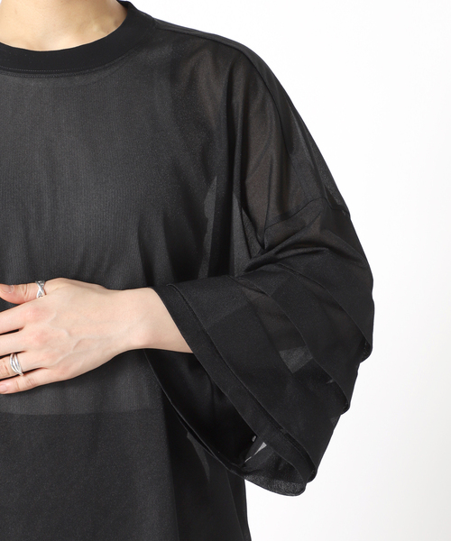 CITYSHOP(シティーショップ)の「TRICOT ORGANDIE T-SHIRT:カットソー(Tシャツ/カットソー・レディース・ホワイト/ブラック・FREE)」の8枚目の写真