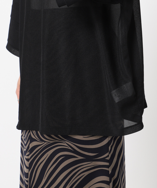 CITYSHOP(シティーショップ)の「TRICOT ORGANDIE T-SHIRT:カットソー(Tシャツ/カットソー・レディース・ホワイト/ブラック・FREE)」の7枚目の写真
