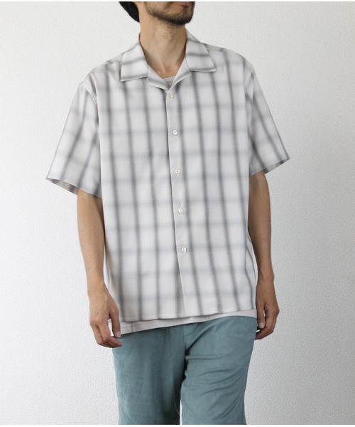 LiSS(リス)の「【Ls】【LiSS】オープンカラー レトロチェックシャツ(Tシャツ/カットソー・メンズ・ホワイト/グリーン/ブルー・1/2)」の1枚目の写真
