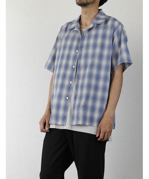 LiSS(リス)の「【Ls】【LiSS】オープンカラー レトロチェックシャツ(Tシャツ/カットソー・メンズ・ホワイト/グリーン/ブルー・1/2)」の10枚目の写真