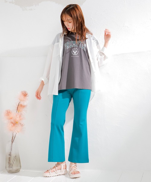 Honeys(ハニーズ)の「シアーシャツ(シャツ/ブラウス・レディース・モカ/ブラック/グリーン/ホワイト/ピンク/ブルー・S/L/M)」の11枚目の写真