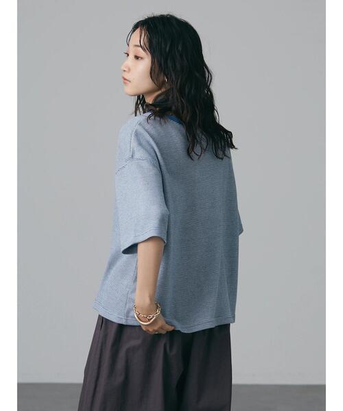 CRAFT STANDARD BOUTIQUE(クラフトスタンダードブティック)の「レトロ柄半袖カットプルオーバー *◆(Tシャツ/カットソー・レディース・チャコールグレー/サックスブルー・FREE)」の7枚目の写真