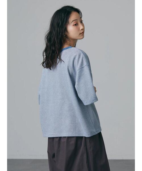 CRAFT STANDARD BOUTIQUE(クラフトスタンダードブティック)の「レトロ柄半袖カットプルオーバー *◆(Tシャツ/カットソー・レディース・チャコールグレー/サックスブルー・FREE)」の8枚目の写真
