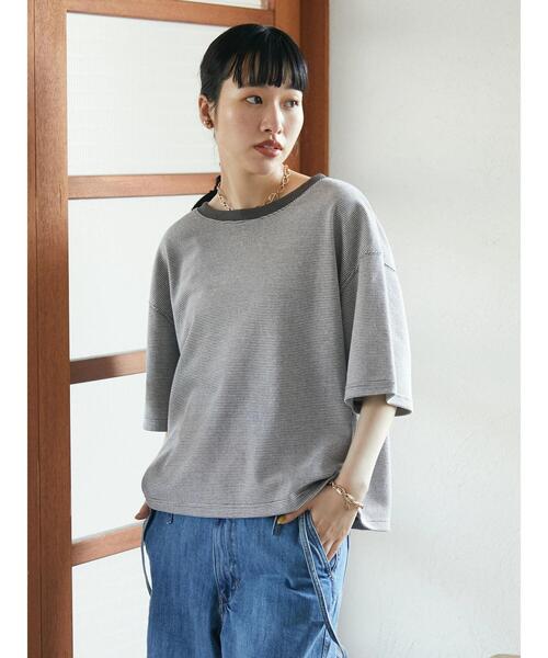 CRAFT STANDARD BOUTIQUE(クラフトスタンダードブティック)の「レトロ柄半袖カットプルオーバー *◆(Tシャツ/カットソー・レディース・チャコールグレー/サックスブルー・FREE)」の12枚目の写真