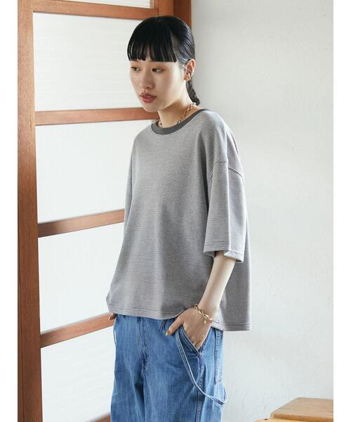 CRAFT STANDARD BOUTIQUE(クラフトスタンダードブティック)の「レトロ柄半袖カットプルオーバー *◆(Tシャツ/カットソー・レディース・チャコールグレー/サックスブルー・FREE)」の13枚目の写真