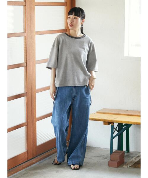CRAFT STANDARD BOUTIQUE(クラフトスタンダードブティック)の「レトロ柄半袖カットプルオーバー *◆(Tシャツ/カットソー・レディース・チャコールグレー/サックスブルー・FREE)」の14枚目の写真