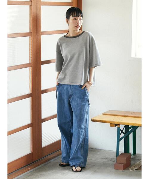 CRAFT STANDARD BOUTIQUE(クラフトスタンダードブティック)の「レトロ柄半袖カットプルオーバー *◆(Tシャツ/カットソー・レディース・チャコールグレー/サックスブルー・FREE)」の15枚目の写真