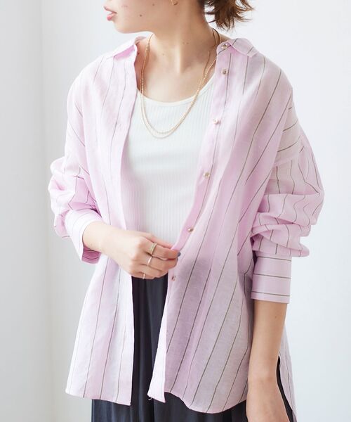 le.coeur blanc（ルクールブラン）の「コットン麻オーバーシャツ（シャツ/ブラウス・レディース・ホワイト系その他/サンドベージュ/ピンク系その他2/カーキオリーブ・38）」の4枚目の写真