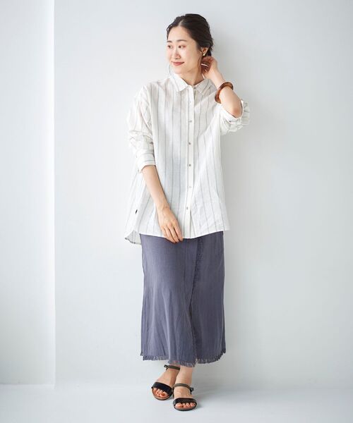 le.coeur blanc（ルクールブラン）の「コットン麻オーバーシャツ（シャツ/ブラウス・レディース・ホワイト系その他/サンドベージュ/ピンク系その他2/カーキオリーブ・38）」の9枚目の写真