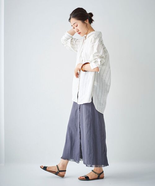 le.coeur blanc（ルクールブラン）の「コットン麻オーバーシャツ（シャツ/ブラウス・レディース・ホワイト系その他/サンドベージュ/ピンク系その他2/カーキオリーブ・38）」の10枚目の写真