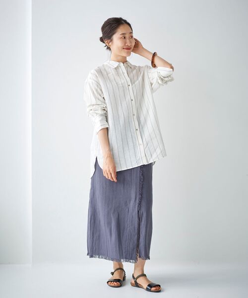 le.coeur blanc（ルクールブラン）の「コットン麻オーバーシャツ（シャツ/ブラウス・レディース・ホワイト系その他/サンドベージュ/ピンク系その他2/カーキオリーブ・38）」の12枚目の写真