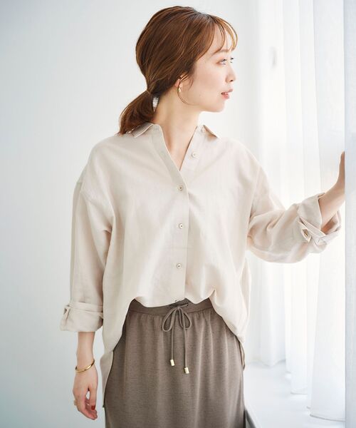 le.coeur blanc（ルクールブラン）の「コットン麻オーバーシャツ（シャツ/ブラウス・レディース・ホワイト系その他/サンドベージュ/ピンク系その他2/カーキオリーブ・38）」の21枚目の写真