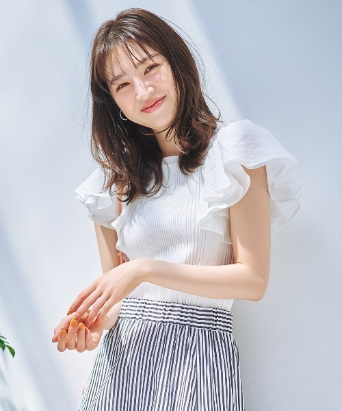 WILLSELECTION(ウィルセレクション)の「袖シフォンプチハイプルオーバー(Tシャツ/カットソー・レディース・オフホワイト/ピンク/ブラック・MEDIUM)」の2枚目の写真