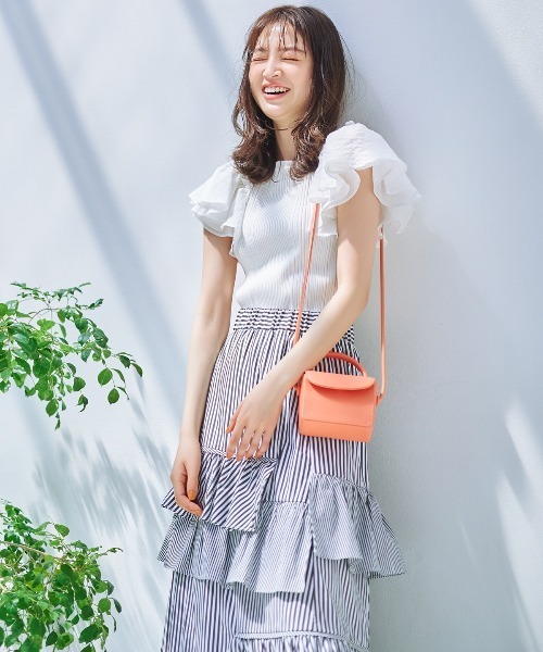 WILLSELECTION(ウィルセレクション)の「袖シフォンプチハイプルオーバー(Tシャツ/カットソー・レディース・オフホワイト/ピンク/ブラック・MEDIUM)」の9枚目の写真