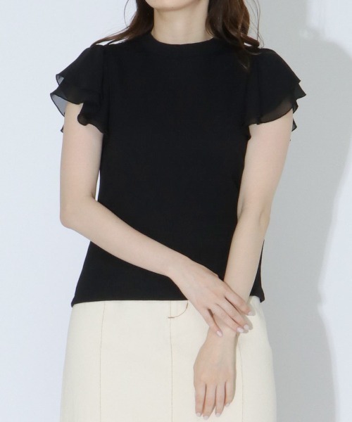 WILLSELECTION(ウィルセレクション)の「袖シフォンプチハイプルオーバー(Tシャツ/カットソー・レディース・オフホワイト/ピンク/ブラック・MEDIUM)」の11枚目の写真