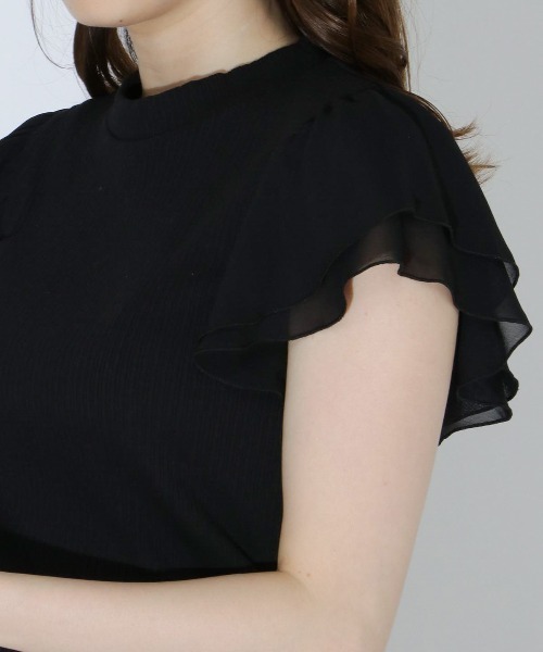 WILLSELECTION(ウィルセレクション)の「袖シフォンプチハイプルオーバー(Tシャツ/カットソー・レディース・オフホワイト/ピンク/ブラック・MEDIUM)」の4枚目の写真