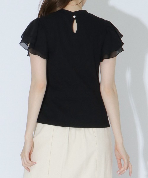 WILLSELECTION(ウィルセレクション)の「袖シフォンプチハイプルオーバー(Tシャツ/カットソー・レディース・オフホワイト/ピンク/ブラック・MEDIUM)」の7枚目の写真