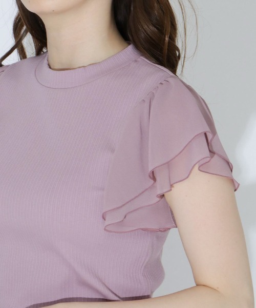 WILLSELECTION(ウィルセレクション)の「袖シフォンプチハイプルオーバー(Tシャツ/カットソー・レディース・オフホワイト/ピンク/ブラック・MEDIUM)」の8枚目の写真