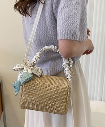 リボンハンドル2WAYストローミニショルダーバッグ