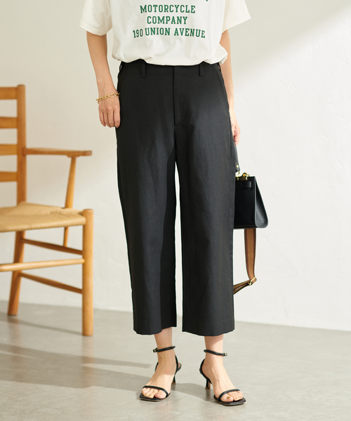 FRAMeWORK(フレームワーク)の「麻混クロスクロップドパンツ(その他パンツ・レディース・ブラック/ベージュ・36/40/38)」の9枚目の写真
