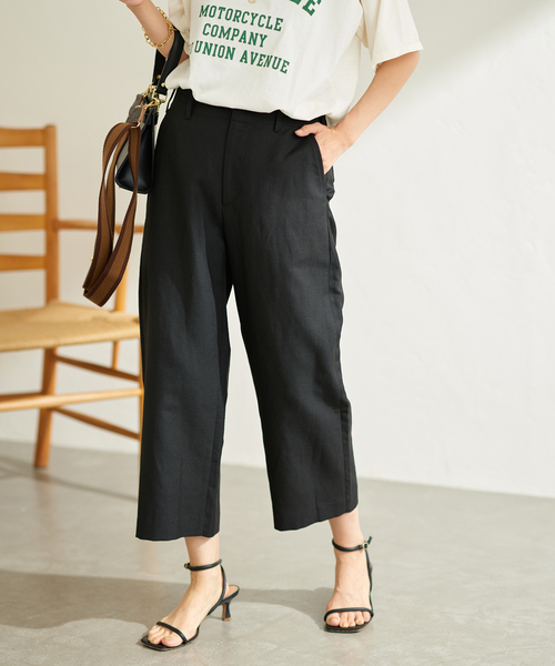 FRAMeWORK(フレームワーク)の「麻混クロスクロップドパンツ(その他パンツ・レディース・ブラック/ベージュ・36/40/38)」の10枚目の写真