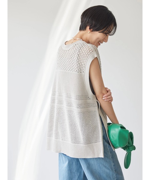 AMERICAN HOLIC（アメリカンホリック）の「透かし編みニットベスト（ベスト・レディース・ブラック/ライトグレー・L/M）」の11枚目の写真