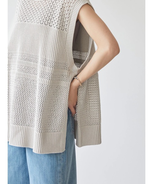 AMERICAN HOLIC（アメリカンホリック）の「透かし編みニットベスト（ベスト・レディース・ブラック/ライトグレー・L/M）」の13枚目の写真