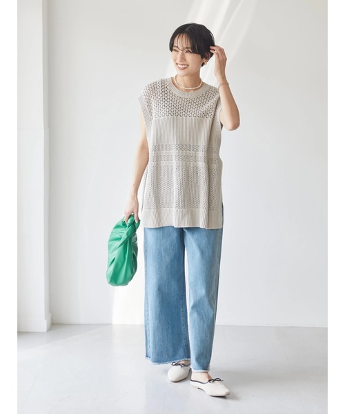 AMERICAN HOLIC（アメリカンホリック）の「透かし編みニットベスト（ベスト・レディース・ブラック/ライトグレー・L/M）」の15枚目の写真