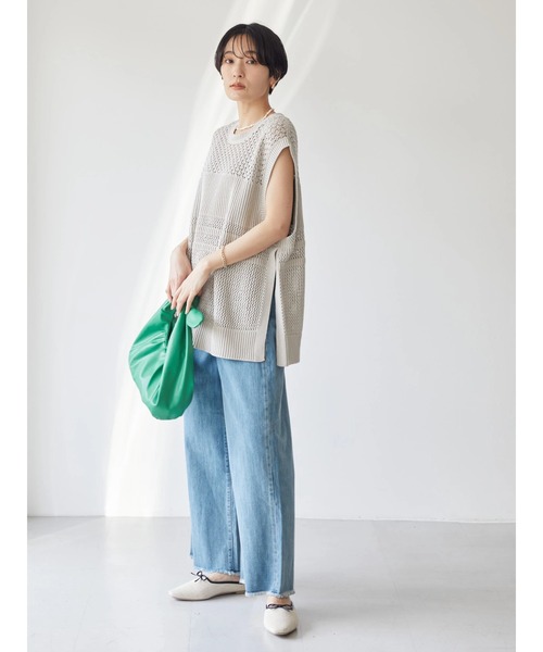 AMERICAN HOLIC（アメリカンホリック）の「透かし編みニットベスト（ベスト・レディース・ブラック/ライトグレー・L/M）」の16枚目の写真