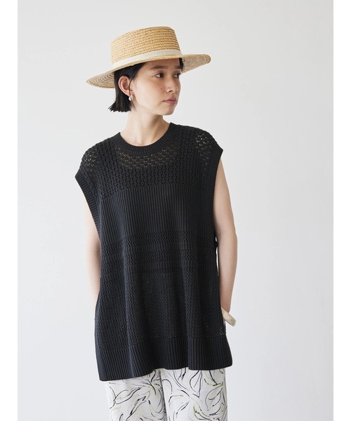 AMERICAN HOLIC（アメリカンホリック）の「透かし編みニットベスト（ベスト・レディース・ブラック/ライトグレー・L/M）」の17枚目の写真