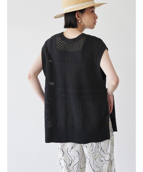 AMERICAN HOLIC（アメリカンホリック）の「透かし編みニットベスト（ベスト・レディース・ブラック/ライトグレー・L/M）」の19枚目の写真