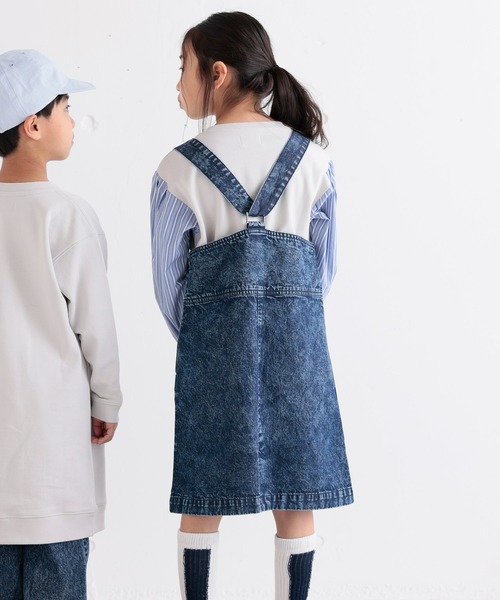 ARCH & LINE(アーチアンドライン)の「オーガニックコットン デニムジャンパースカート OG DENIM JUMPER SKIRT(ジャンパースカート・キッズ・アクア/グレー/ダークブルー・M/S/L/XL)」の5枚目の写真