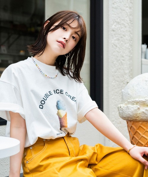 PBLIM（ページボーイリム）の「PAGEBOYLIM/BBアイスクリームコーンT（Tシャツ/カットソー・レディース・オフホワイト/杢グレー・MEDIUM/LARGE）」の11枚目の写真