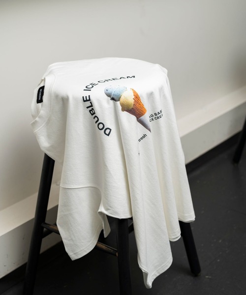 PBLIM（ページボーイリム）の「PAGEBOYLIM/BBアイスクリームコーンT（Tシャツ/カットソー・レディース・オフホワイト/杢グレー・MEDIUM/LARGE）」の6枚目の写真