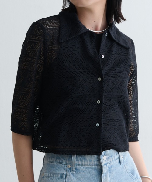 Aunt Marie's（アントマリーズ）の「幾何レースシャツ / 透かし編み