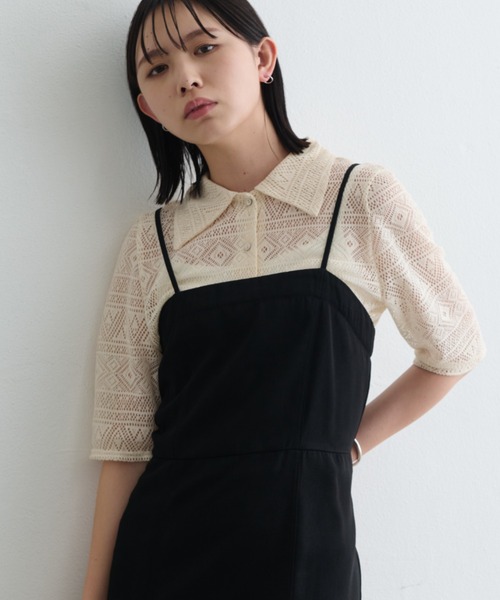 Aunt Marie's（アントマリーズ）の「幾何レースシャツ  / 透かし編み / 五分袖（シャツ/ブラウス・レディース・ブラック/アイボリー・FREE）」の20枚目の写真