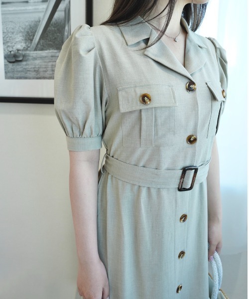 CECIL McBEE(セシルマクビー)の「開襟シャツマーメイドOP(ワンピース・レディース・グレー/モカ/ブラック・MEDIUM)」の8枚目の写真