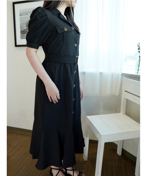 CECIL McBEE(セシルマクビー)の「開襟シャツマーメイドOP(ワンピース・レディース・グレー/モカ/ブラック・MEDIUM)」の5枚目の写真