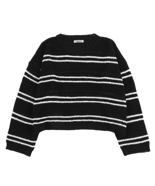 Figments（フィグメンツ）の「サマーボーダーニット（ニット/セーター・レディース・サックスブルー/ブラック/ホワイト・FREE）」の17枚目の写真