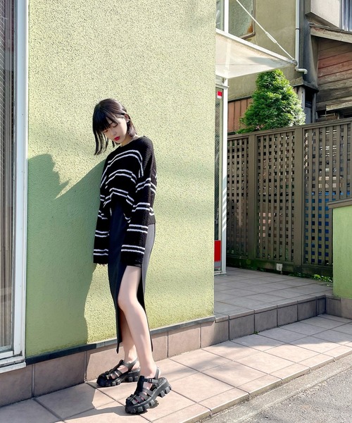 Figments（フィグメンツ）の「サマーボーダーニット（ニット/セーター・レディース・サックスブルー/ブラック/ホワイト・FREE）」の16枚目の写真