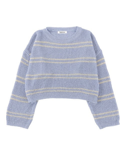 Figments（フィグメンツ）の「サマーボーダーニット（ニット/セーター・レディース・サックスブルー/ブラック/ホワイト・FREE）」の7枚目の写真