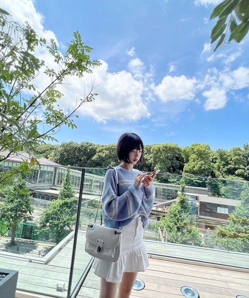 Figments（フィグメンツ）の「サマーボーダーニット（ニット/セーター・レディース・サックスブルー/ブラック/ホワイト・FREE）」の5枚目の写真