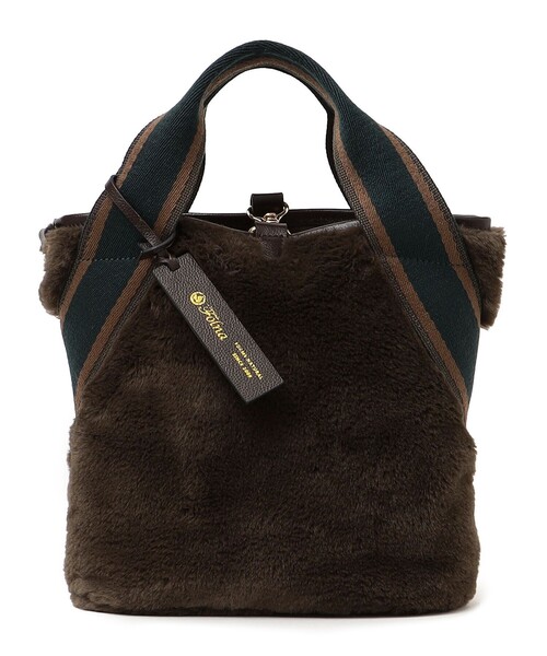 folna(フォルナ)の「【SHIPS any別注】Folna: ライン ソリッド フェイク ファー バッグ◇(ショルダーバッグ・レディース・チャコールグレー/ブラウン・ONE SIZE)」の8枚目の写真