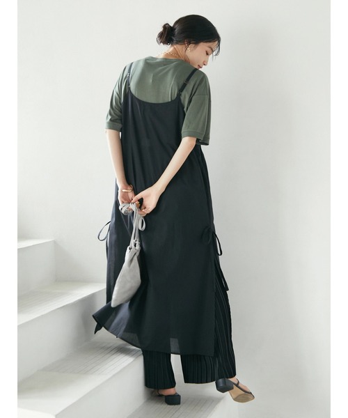 CRAFT STANDARD BOUTIQUE(クラフトスタンダードブティック)の「サイドスリットキャミワンピース *◆(ワンピース・レディース・ブラック/グリーン・FREE)」の6枚目の写真